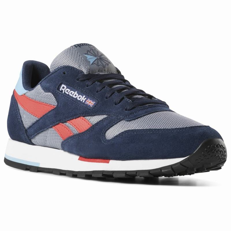 Reebok Classic Leather Tenisky Panske - Siva/Námornícka Modrá/Červené NT7003PJ